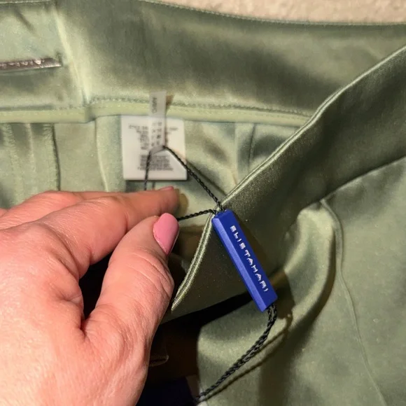 Elie Tahari Green Satin Pants - Picture 7 of 9